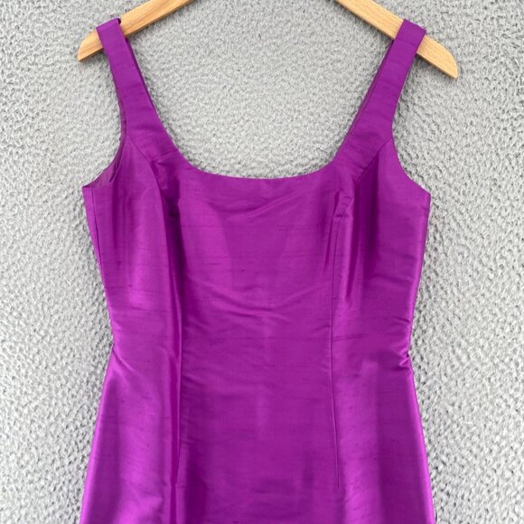Ann Taylor Dress Womens 2 Purple Silk Sheath Sleeveless U Neck Knee Length Beads - Picture 2 of 9